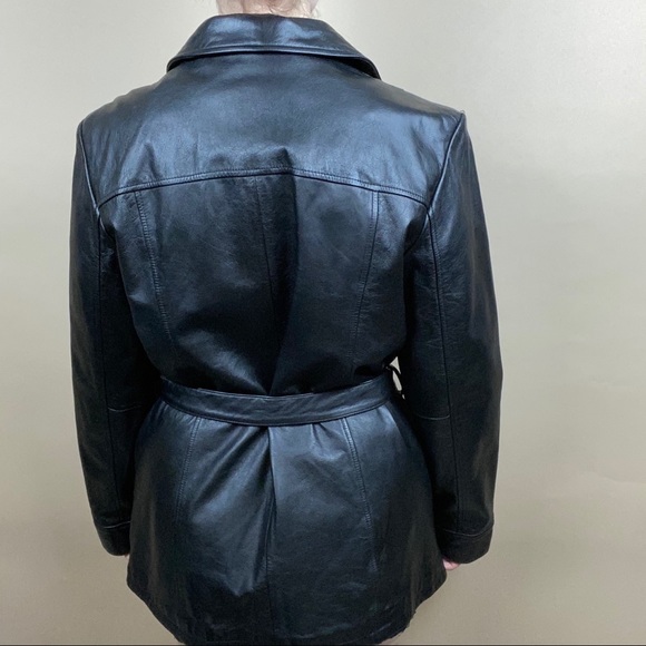 Vintage 80’s Wilsons 100% Leather Trench Coat - Picture 6 of 14